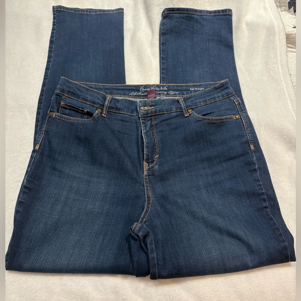 Gloria Vanderbilt All Around Slimming Effect Rail Straight Dark Blue Jeans